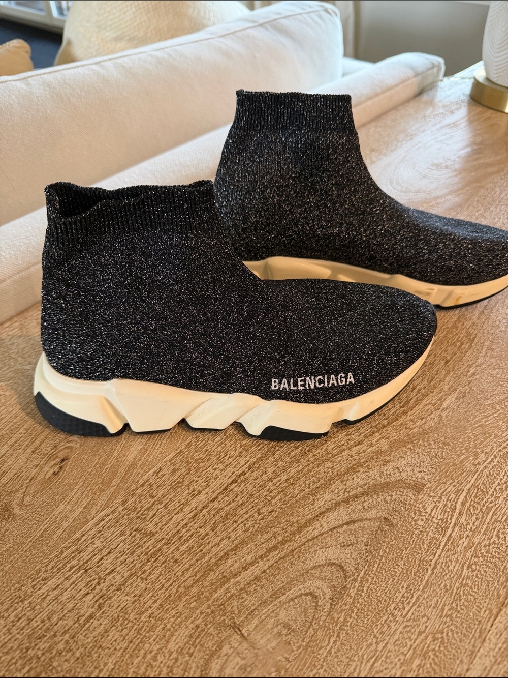 Authentic Balenciaga High Lurex Knit Trainer sz 37